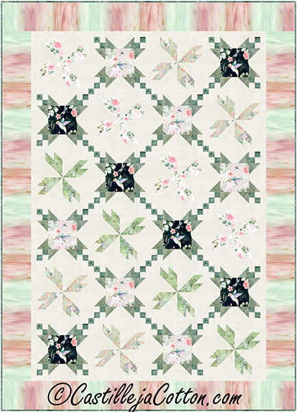 Fluttering Pink Flowers Quilt CJC-59092e - Downloadable Pattern Discount