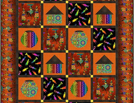 African Hut and Bowls Quilt CJC-58361e - Downloadable Pattern Fashion