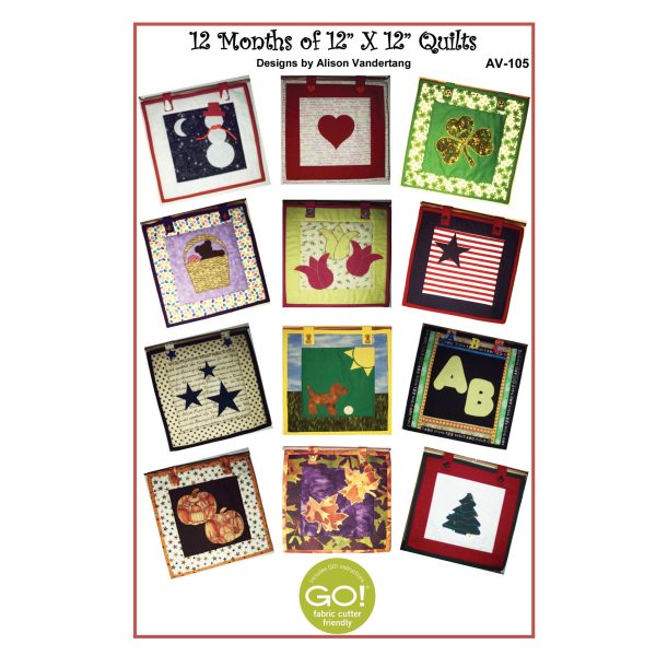 12 Months of 12  x 12  Quilts Pattern AV-105 - Paper Pattern on Sale