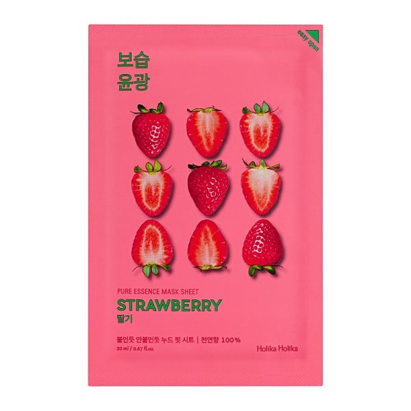 Lakštinė veido kaukė su braškių ekstraktu Holika Holika Pure Essence Mask Sheet - Strawberry šviesina veido odą 20 ml Online