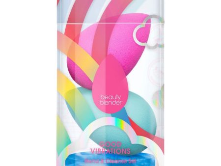 Makiažo kempinėlių rinkinys BeautyBlender Good Vibrations Rinkinį sudaro: 2 makiažo kempinėlės, 1 muiliukas kempinėlėms plauti +dovana Previa kosmetikos priemonė For Cheap